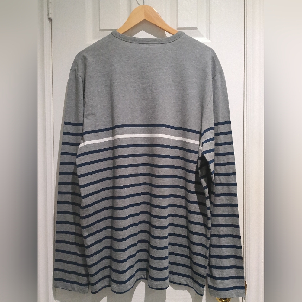 BNWT Old Navy Gray and Navy Cotton Striped Long Sleeve Tee - Picture 7 of 7